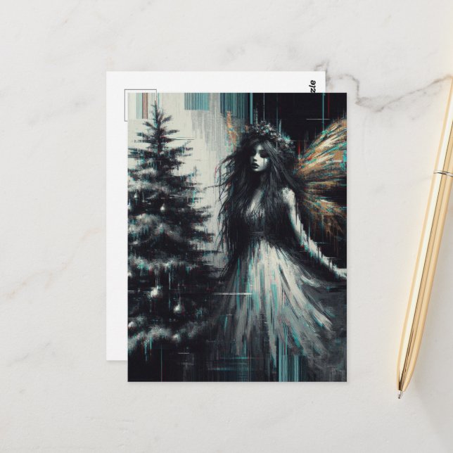 Fairy Christmas Glitch Postcard (Front/Back In Situ)