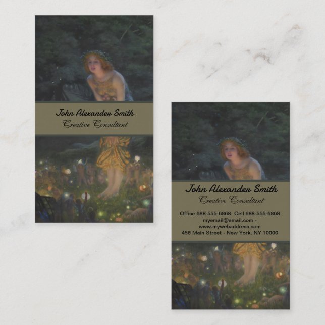 Fairy circle painting,Midsummer Eve by Hughes Business Card (Front/Back)