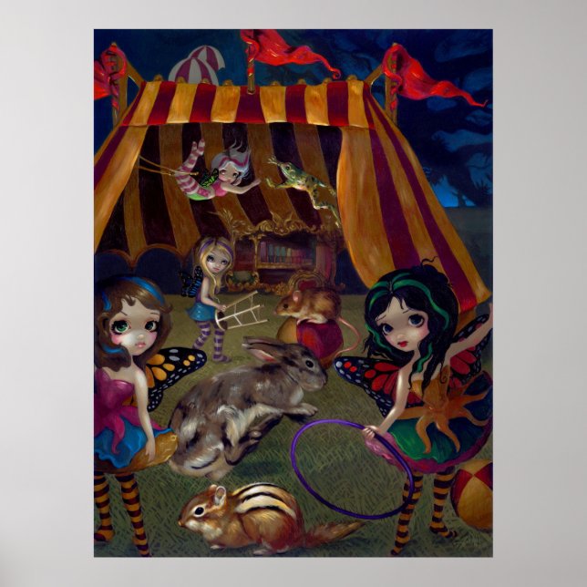 Fairy Circus ART PRINT fantasy faeries carnival (Front)