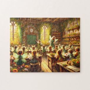 Fairy Classroom Whimsical Schoolhouse Scene Jigsaw Puzzle