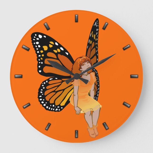 Fairy Clock Butterfly Faeries Wall Clock Fairy Art (Front)