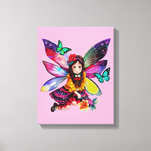 Fairy Collecting Flowers  Canvas Print (Front)