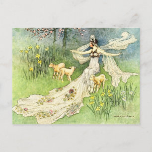 Fairy Coquette and Lambs Postcard