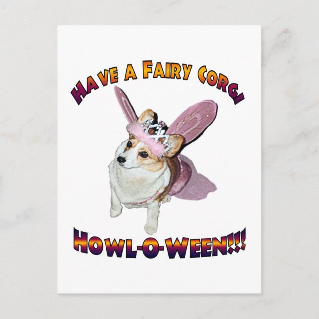 Fairy Corgi Howl-o-ween Postcard (Front)
