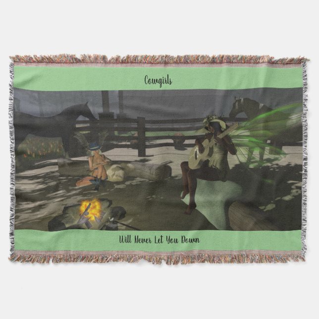 Fairy Cowgirls Campfire Song Throw Blanket 54"x38" (Front)