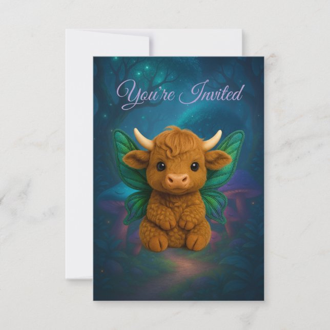 Fairy Critters™ Fairy Highland Calf  Invitation (Front)