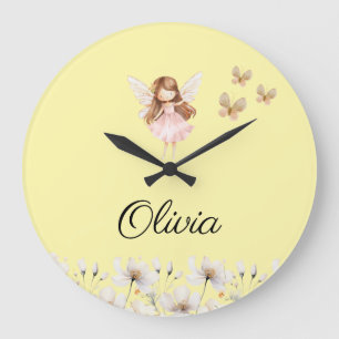Fairy Cute Garden Enchanted Personalised Name Large Clock