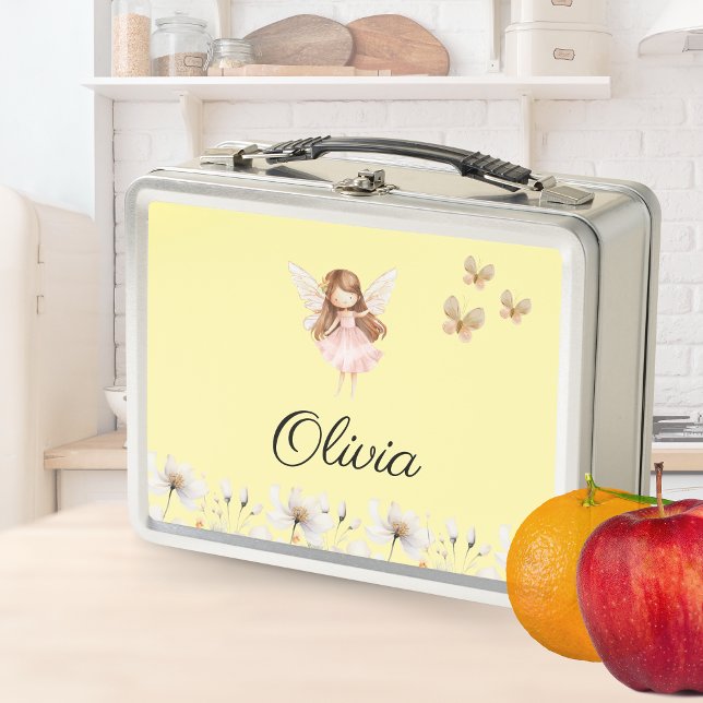 Fairy Cute Garden Enchanted Personalised Name Metal Lunch Box (Creator Uploaded)