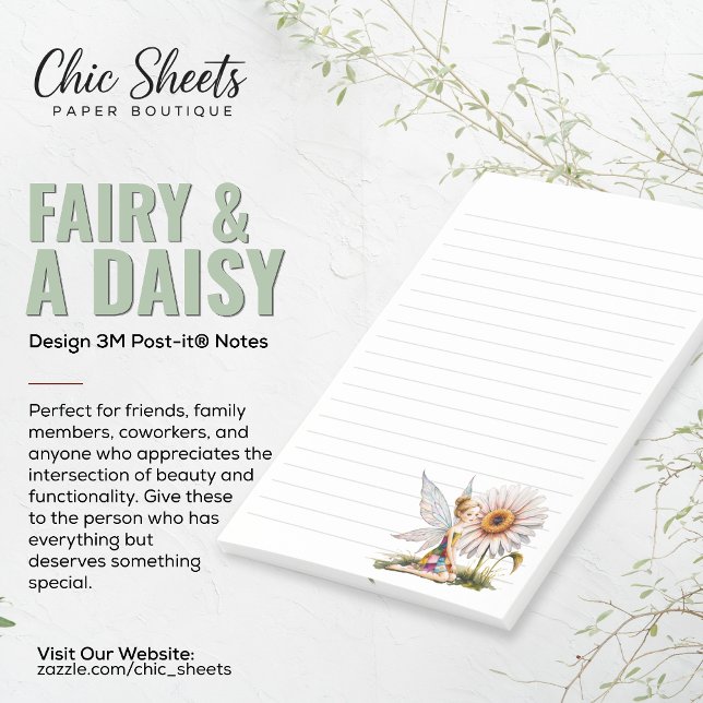 Fairy & Daisy Design Lined 3M Post-it® Notes (Creator Uploaded)