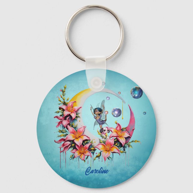 Fairy dancing on the moon key ring (Front)