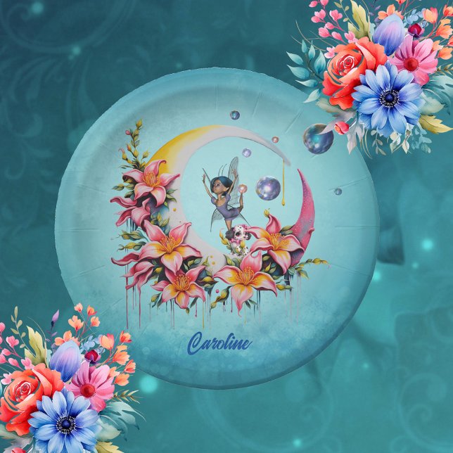 Fairy dancing on the moon paper plate (Dancing on the moon)
