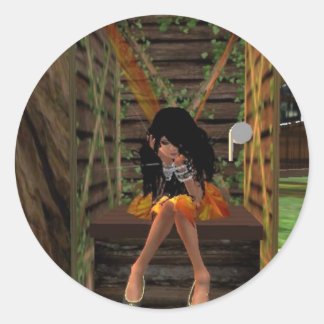 Fairy Deep in Thought Classic Round Sticker