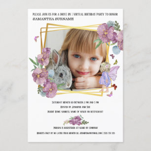 Fairy DIY photo butterfly garden birthday Invitation