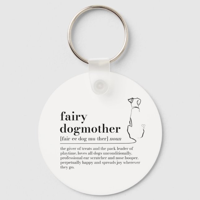 Fairy Dogmother Definition Key Ring, Dog Mum Gifts Ring (Front)