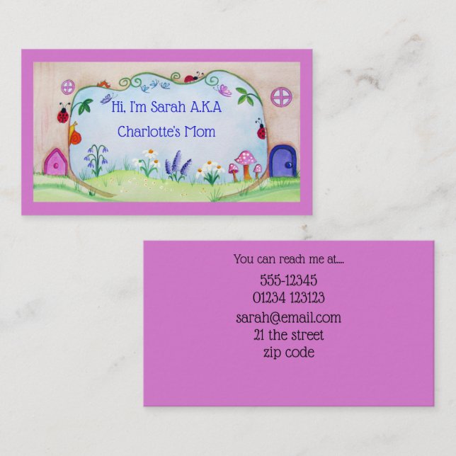Fairy Doors Watercolor Mum Business Card (Front/Back)