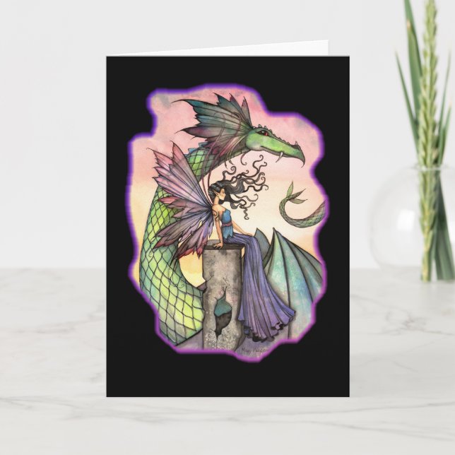 Fairy Dragon Blank Greeting Card (Front)