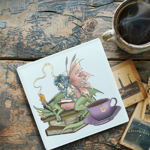 Fairy Dragon Books Tea Friendship  Glass Coaster