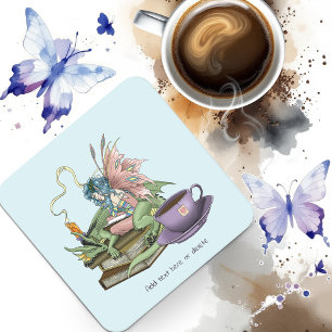 Fairy Dragon Books Tea Friendship  Square Paper Coaster