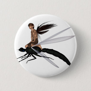 Fairy Dragonfly Rider 6 Cm Round Badge