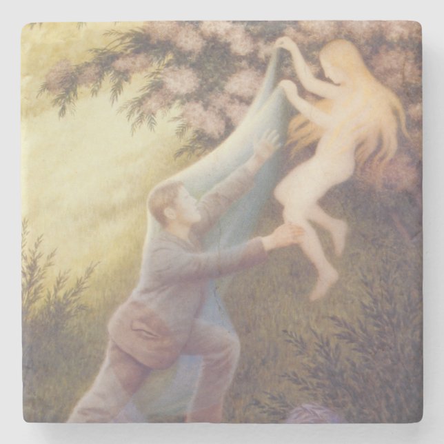 Fairy Dream (by Theodor Severin Kittelsen) Stone Coaster (Front)