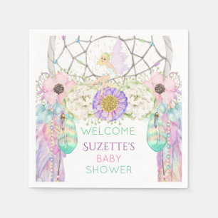 Fairy Dream Catcher Feather Lavender Pink Mint Napkin