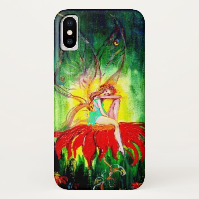 FAIRY DREAMING ON THE RED  FLOWER green yellow Case-Mate iPhone Case (Back)
