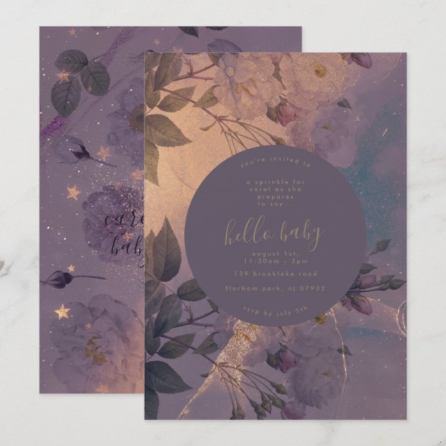 Fairy Dust Floral Shades | Baby in Bloom | Elegant Invitation (Front/Back)