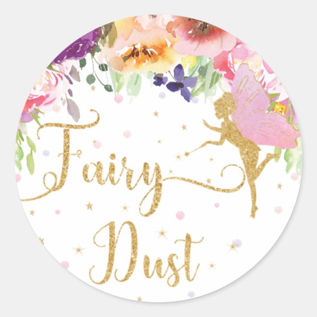 Fairy Dust Purple Floral Favour Thank You Favour Classic Round Sticker (Front)