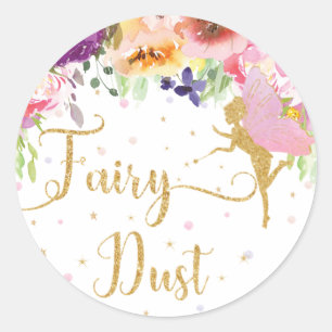 Fairy Dust Purple Floral Favour Thank You Favour Classic Round Sticker