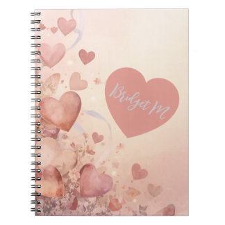 fairy Dusty Rose Heart Cascade Abstract monogram Notebook