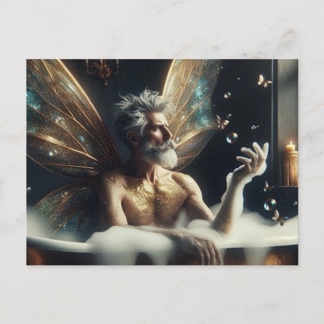 Fairy Elder Male Takes a Bath Postcard (Front)