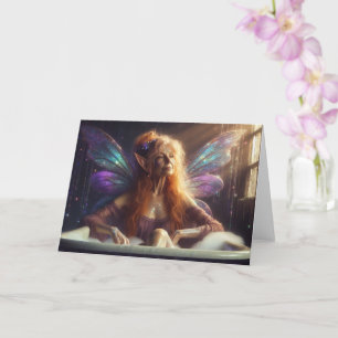 Fairy Elder Woman Takes a Bath in a Purple Tub Card