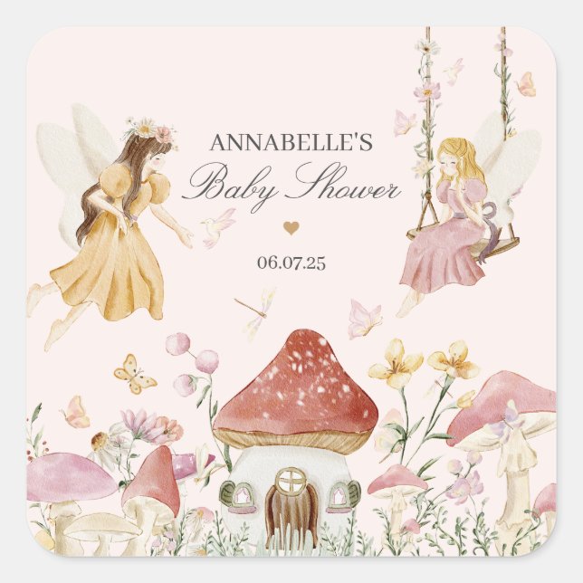 Fairy Enchanted Baby Shower Favour Sticker (Front)