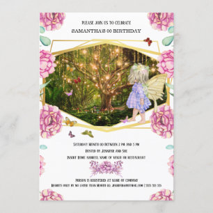 Fairy enchanted firefly garden butterfly rose invitation