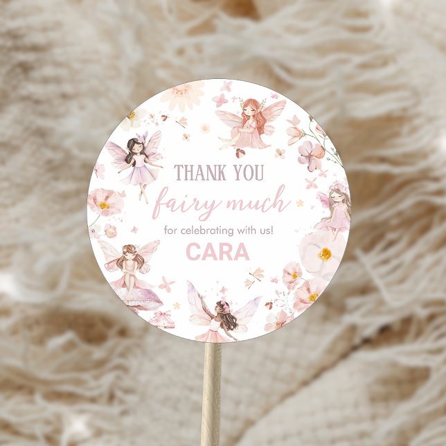 Fairy Enchanted Garden Birthday Party Classic Round Sticker (Fairy Enchanted Garden Birthday Party Sticker)
