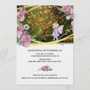 Fairy enchanted garden fireflies butterfly girls invitation