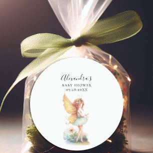 Fairy Enchanted Garden Mushroom Baby Girl Shower Classic Round Sticker