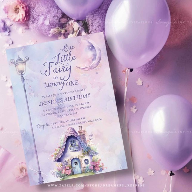 Fairy Enchanted Garden Pink Purple Birthday Invitation (Creator Uploaded)