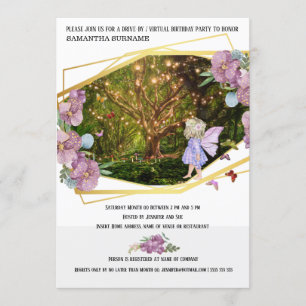 Fairy enchanted garden string lights butterflies invitation