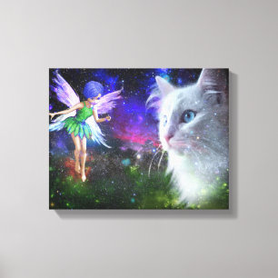 Fairy Encounters Cat Canvas Print