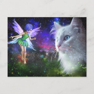 Fairy Encounters Cat Postcard