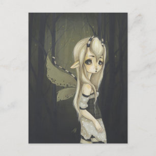 Fairy fantasy art postcard green