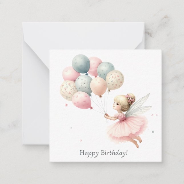 Fairy Fantasy Birthday Note Card (Front)