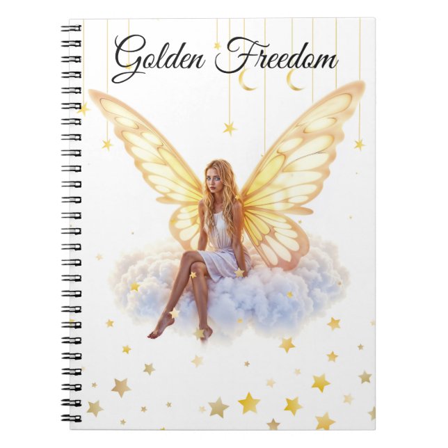 Fairy fantasy blonde girl cloud sitting magical notebook (Front)