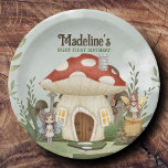 Fairy First 1st Birthday Mushroom Woodland Animals Paper Plate<br><div class="desc">Step into an enchanted realm of magic and wonder with our Personalised Fairy First Birthday Paper Plates! These captivating plates are custom-designed to match the fairy-tale theme of your little one's special day, featuring delightful illustrations of mushrooms, lush forests, and whimsical fairies. Add a personalised touch to your celebration, making...</div>
