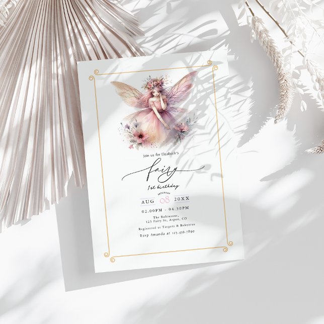 Fairy First 1st Birthday Party Invitation (Fairy First 1st Birthday Party Invitation)