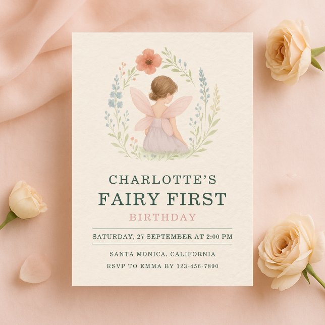 Fairy First 1st Birthday Party Invitation (Creator Uploaded)