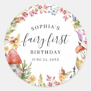 Fairy First Birthday 1st Birthday Classic Round Sticker