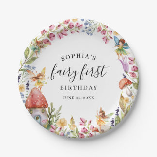 Fairy First Birthday 1st Birthday  Paper Plate