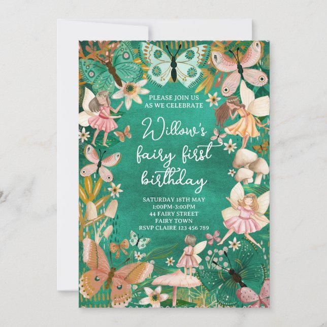 Fairy First Birthday 1st Invitation (Front)